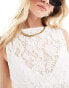 ASOS DESIGN sheer lace slash neck mini dress in ivory