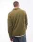 Selected Homme borg half zip polo shirt in green