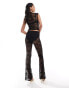 Kaiia sheer lace flare trouser co-ord in black