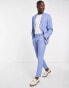 Selected Homme – Enge Anzughose in Blau kariert