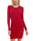 Juniors' Asymmetrical Button Bodycon Sweater Dress