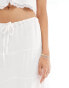 SNDYS cotton tie waist tiered maxi skirt co-ord in white