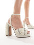 ASOS DESIGN Nearlywed embellished platform high heeled sandals in ivory