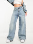 Mango wide leg slouchy denim jean in washed blue