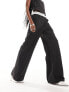 Extro & Vert tailored pinstripe trouser with asymmetric waistband in black co-ord