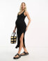 ASOS DESIGN Maternity knitted v neck midi dress in black