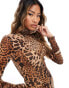 Jaded Rose corseted long sleeve maxi dress in leopard