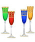 Multicolor Champagne Flutes with Gold-Tone Rings, Set of 4