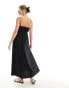 ASOS DESIGN ruched bust maxi sundress with adjustable straps in black