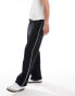 ASOS DESIGN wide leg joggers with contrast side stripe in black