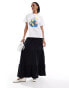 Vero Moda Tall tiered maxi skirt in black