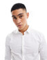 New Look long sleeve muscle fit poplin shirt in white