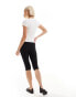 Monki cropped cupro capri pants in black