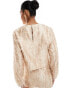 & Other Stories co-ord hairy texture jacquard long sleeve top in beige