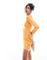 Never Fully Dressed Soho embossed satin mini dress in orange