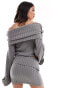 SNDYS ribbed knit folded waist mini skirt co-ord in grey