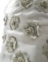 & Other Stories organza mini skirt with applique flowers and satin lining in light khaki green