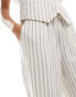 Stradivarius linen look pull on trouser in natural stripe