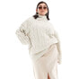 River Island Plus roll neck cable knit jumper in cream