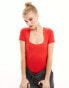 Pimkie square neck t-shirt body in red