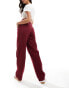 ASOS DESIGN dad jeans with self belt in burgundy