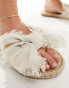 ASOS DESIGN Wide Fit Jem bow espadrille mule sandals in natural