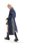 COLLUSION denim maxi washed trench in blue