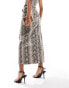 Miss Selfridge faux leather midi skirt co ord in snake print