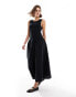 Mango drop waist midi dress in black