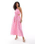 Mango wave stripe halter midi dress in pink