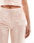 Kaiia sequin wide leg trousers co-ord in pale pink