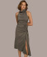 Women's Mock-Neck Ruched Asymmetrical Dress