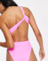 ASOS DESIGN mix and match sleek one shoulder bikini top in bright pink