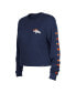 Women's Navy Denver Broncos Thermal Crop Long Sleeve T-shirt