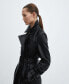 Women's Leather-Effect Trench Coat