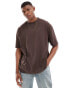 ASOS DESIGN oversized t-shirt in dark brown with Seattle sport back print