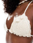 The Frolic ives tie detail crochet triangle bikini top in cream