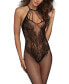 Fishnet Body Stocking Lingerie with Crotchless Teddy Design & Caged Neckline