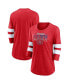 Women's Heathered Red, White Montreal Canadiens Full Shield 3/4-Sleeve Tri-Blend Raglan Scoop Neck T-shirt