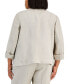 Plus Size Linen-Blend Open-Front Roll-Tab 3/4-Sleeve Blazer