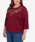 Plus Size Classic Falling Leaves Ruched Sides Top