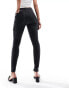 River Island coated skinny cargo trouser in black