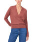 Women's Surplice V-Neck Faux-Wrap Sweater