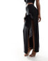 ASOS DESIGN co-ord maxi skirt with extreme split and bow detail in black