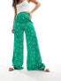 Glamorous wide leg trousers in green scribble floral