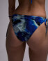 Topshop mix and match loop tie side bikini bottoms in ink print