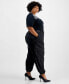 Plus Size Belted High-Rise Satin Cargo Pants, Created for Macy's