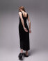 Topshop jersey rib midi dress in black