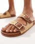 New Look double strap sandal with raffia in tan