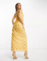 ASOS DESIGN textured cowl maxi dress with strappy detail in pale yellow